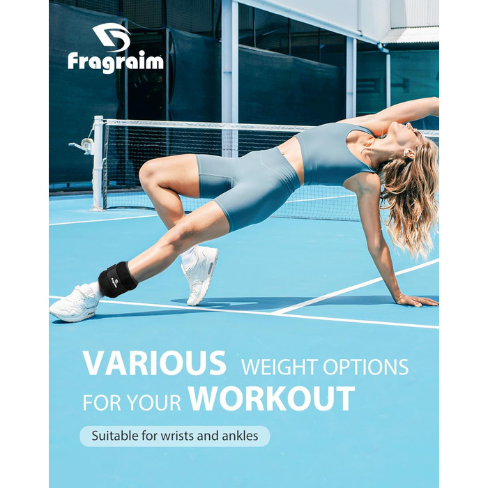 Ваги для ніг та рук Fragraim (2x0.5кг - 2x5кг) - залізні манжети для фітнесу, бігу, гімнастики