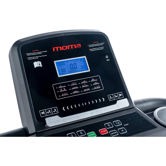 Бігова доріжка Moma Bikes 1500W з LCD-дисплеєм, 4 пульсометрами та 12 тренувальними програмами