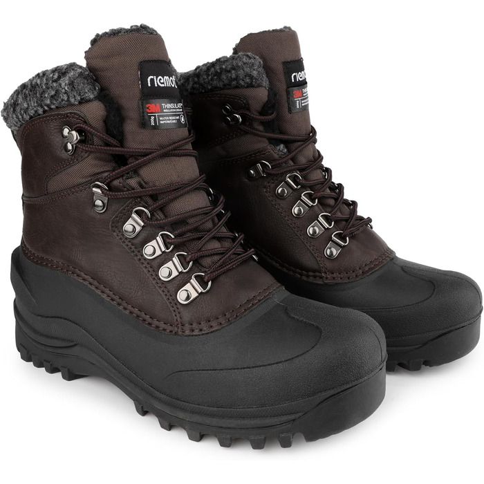 Водонепроникні зимові черевики Riehmot для жінок та чоловіків. Теплі, з підкладкою, антиковзні, для ходьби, трекінгу, роботи та катання на лижах. Розміри EU 36-47 (Новий, коричневий, 45 EU)