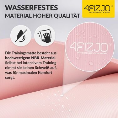 Фітнес-мат 4FIZJO 180x60 см, рожевий, 1.5 см, NBR піна, антиковзкий, для йоги, пілатесу, спорту та гімнастики, з ременем для транспортування
