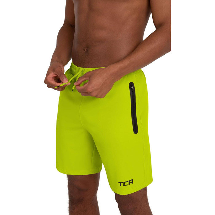 Шорти спортивні чоловічі короткі, жовті (XL) з кишенями на блискавці - TCA