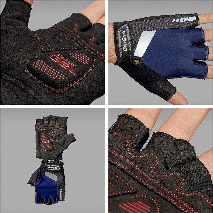 Велосипедні рукавички GripGrab SuperGel 6mm DoctorGel, безпальцеві, літні, напівпальцеві, гель, короткі, темно-синій, XL