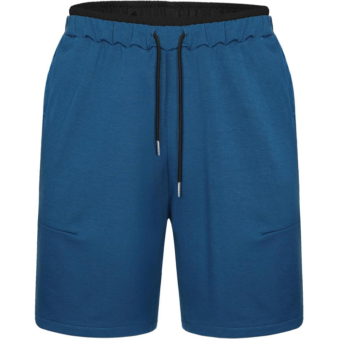 Чоловічі спортивні шорти Soer Activewear з кишенями на блискавці, легкі бавовняні шорти для бігу та відпочинку, кобальтовий синій, розмір S