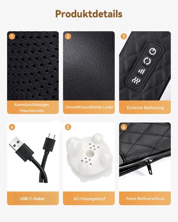 Масажер для шиї та плечей KNQZE® 4D Shiatsu бездротовий: глибокий масаж для зняття напруги в шиї, плечах та спині. Ідеальний подарунок для жінок, мам, тат.