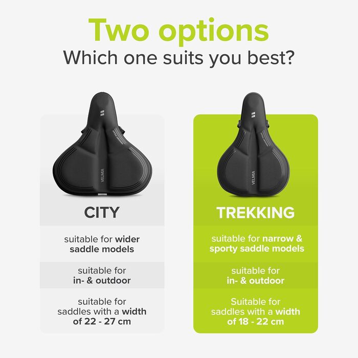 Покриття для велосипедного сидіння VELMIA з Memory Foam - м'яке, ергономічне, для жінок та чоловіків, підходить для трекінгу