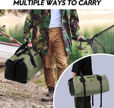 Водонепроникний рюкзак Dry Bag 70L: для кемпінгу, мотоциклів, каякінгу, SUP. Army Green