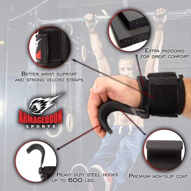 Набори для тяги Latzughilfe: фітнес-гаки, ремені для підйому ваги, металеві гаки для важкої атлетики, бандажі на зап'ястя з неопрену, пов'язки для мертвих тяг