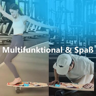 Балансборд Flycoop для дорослих: дошка для балансу, серфінгу та трюків з роликом, м'ячем та килимком