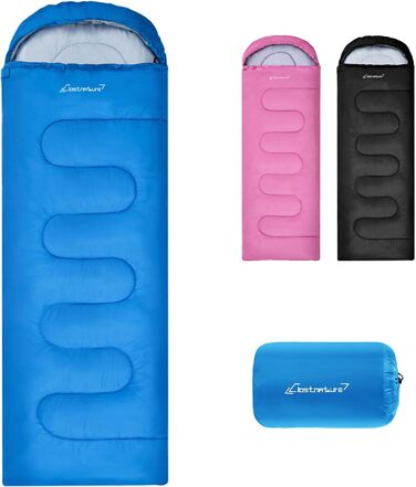Спальний мішок Clostnature для кемпінгу та подорожей - Легкий, компактний, 3-сезонний, блакитний (0.9 кг)