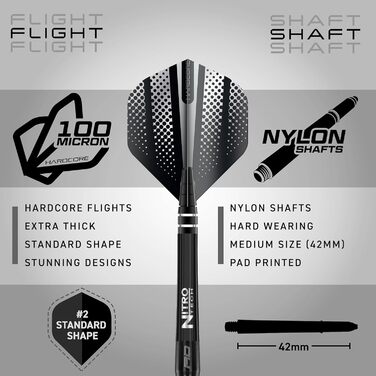 Дротики для дартсу Red Dragon Razor Edge, вольфрамові, професійні, 26 г, чорні, з флайтами та шафтами