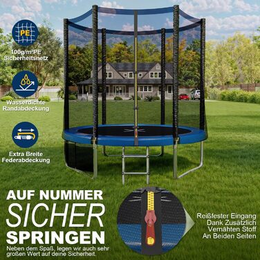 Трамплін JUMMICO Outdoor для дітей з драбиною та боковою кишенею, Ø 183/228/305/366/427 см, сертифікат GS