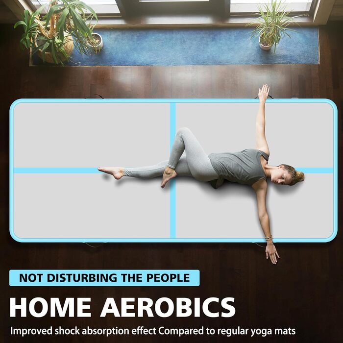 Надувний килимок для гімнастики BPB з електронасосом. 10 футів (300x100x10 см). Для дому, спортзалу, челедангу, йоги, пілатесу, бойових мистецтв, пляжу та водяних розваг.