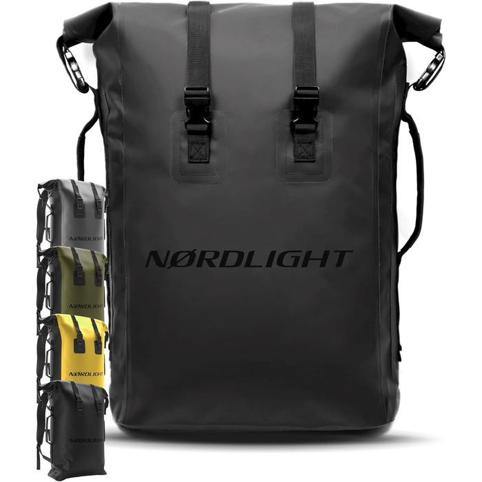 Водонепроникний рюкзак Nordlight Dry Bag 35л - Roll Top, з м'яким плечовим ременем, для водного спорту, велосипеда, кур'єра, трекінгу, риболовлі (Чорний, 35 л)