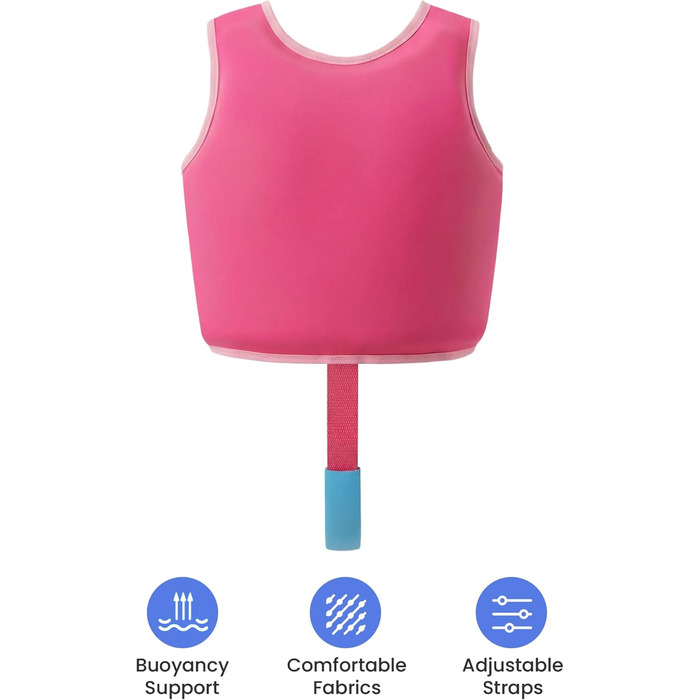 Дитячий жилет для плавання Gogokids 15-30 кг, для навчання плаванню, рожево-червоний, 5-8 років