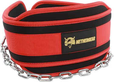 Пояс для підтягування та бодібілдингу Nethergear з міцним ланцюгом 91,4 см, неопреновий, для підвішування ваги, для пауерліфтингу, підтягувань і присідань