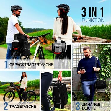 MIVELO велосипедна сумка на багажник, ізотермічна, водонепроникна, 20 л, чорна, термосумка для велосипеда