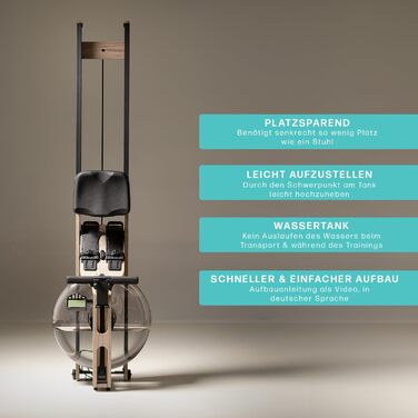 Водяний тренажер WaterRower Driftwood з масиву дерева | LightRing та Bluetooth-монітор | Кріплення для планшета та WaterRower Connect App
