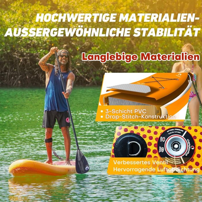 Надувний SUP Борд Championplus – Комплект для Паддлбордингу (жовтий)