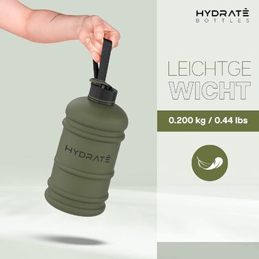 Фляга для води HYDRATE XL 2.2 л - для спортзалу, спорту та подорожей, без BPA, міцна, об'єм 2188 мл (Матовий камуфляж)