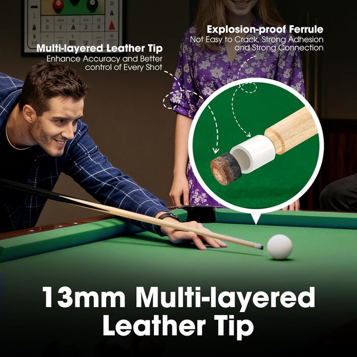 Набір для більярду: кий та аксесуари, різні розміри, для початківців, з наконечником 13 мм