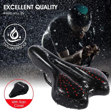 Комфортний велосипедний сідло LuTuo для чоловіків та жінок, м'яке гелеве сідло, ергономічне, спортивне, для туризму, з підкладкою для гірського велосипеда, шосе, BMX, Dirt, MTB, City, E-bike (червоний)