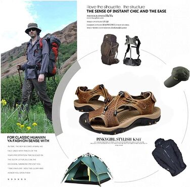 Чоловічі сандалі Asifn для хайкінгу та водних видів спорту, шкіра, закритий носок, коричневі (39/40 EU)