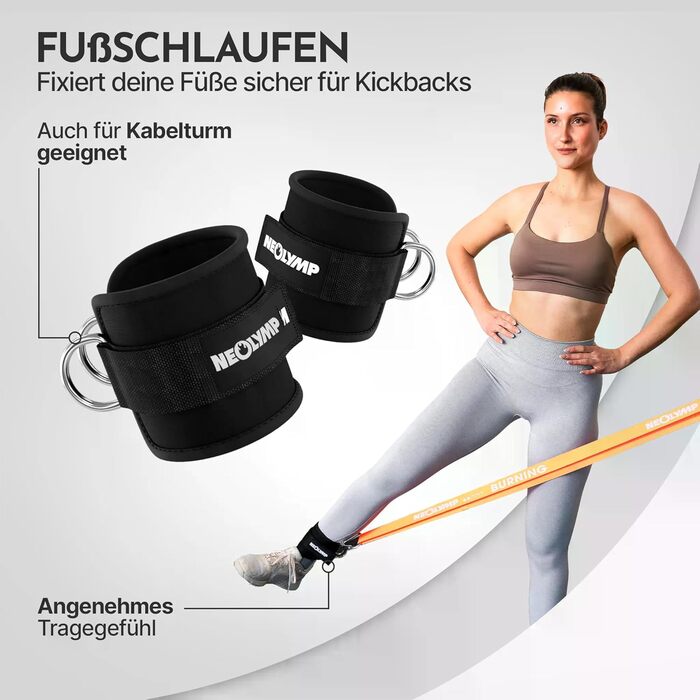 NEOLYMP Фітнес-гумки Lange: набір для тренувань з аксесуарами, стійкі до прання, для фітнесу, силових тренувань, гімнастики та підтягувань