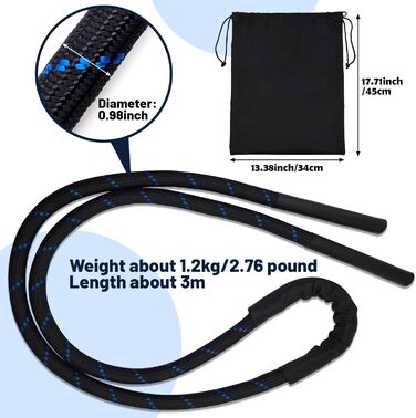 Скакалка IWTBNOA 1.2kg для фітнесу та тренувань, скакалка для схуднення для чоловіків та жінок