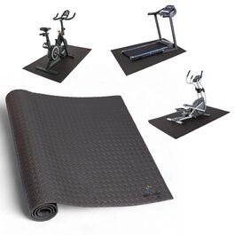 Захисний килимок для бігової доріжки, еліптичного тренажера та йоги 200x100 см, товщина 7 мм, протиковзний, чорний