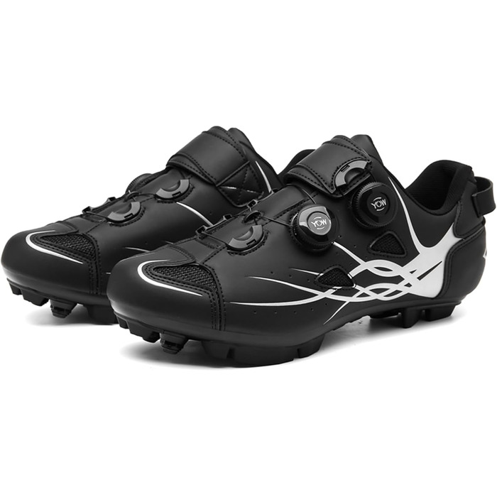 Чоловічі велотуфлі для катання на гірському велосипеді, MTB, для їзди, сумісні з SPD, дихаючі (42 EU, Black A)