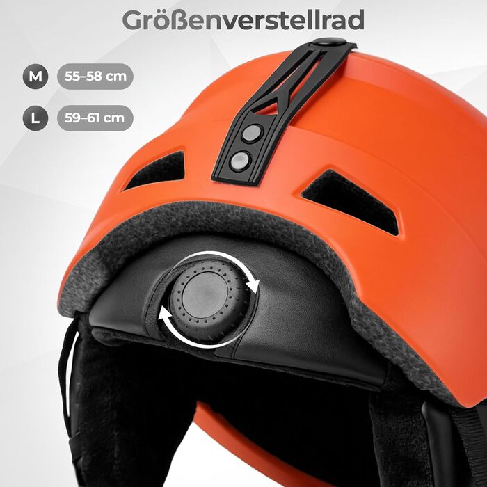 Шолом для сноуборду Skihem для чоловіків та жінок, з вентиляцією, полікарбонат, захист обличчя, оранжевий, розмір M