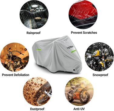 Мотоцикл чохол захисний Favoto XXXL 265x105x125 см - сріблястий, захист від сонця, дощу, снігу та пилу
