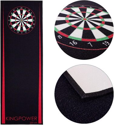 Килимок для дартсу Kingpower, турнірний, захисний, з лінією кидка, 237x80 см, червоний, аксесуари для дартсу