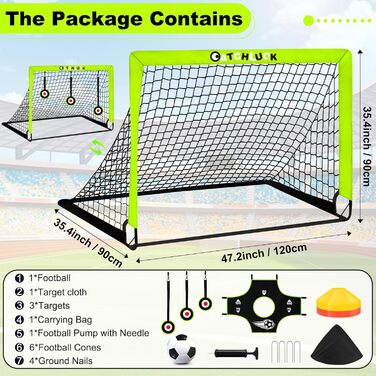 Дитячі ворота для футболу Pop Up, зелені, з трьома цілями, 6 перешкодами та сумкою для перенесення