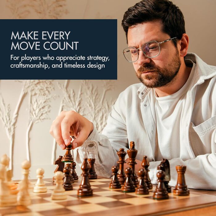 Набір шахів, шашок та нарду для дорослих 43,2 см, дерево, портативний, складаний, двосторонній, з великими фігурами