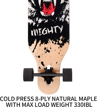 Лонгборд PINESKY 41 дюйм, Maple 8 шарів, для круїзингу, карвінгу, фрістайлу та даунхілу + T-Tool (тигр)