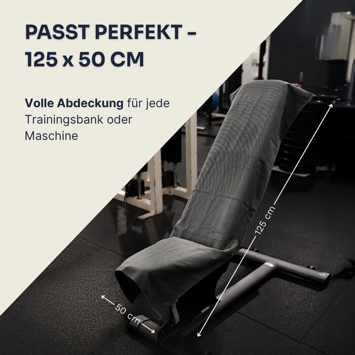 Рушник для фітнесу YUMUVE 125x50 см – спортивний рушник з покриттям для обладнання – неслизький & швидковисихаючий – мікрофібра, рифлена тканина – ідеально для спортзалу, тренажерного залу, йоги, тренувань – 5 кольорів (антрацит)