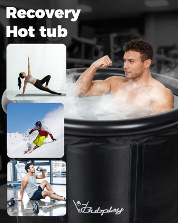 Кріованна Bubplay XL для спортсменів та дорослих, кругла ванна для холодних занурень (Cold Plunge Tub), 400 л, чорна