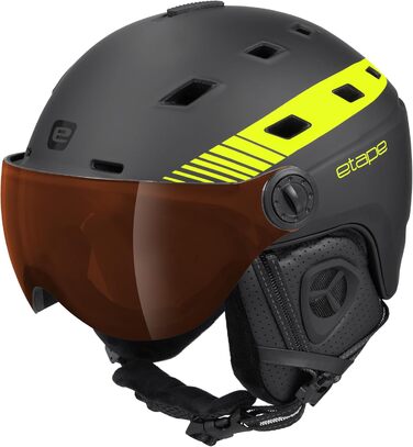 Шолом гірськолижний Etape Unisex-Adult з візором, чорний/жовтий флуоресцентний мат, 55-58