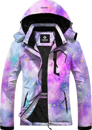 Жіноча лижна куртка GEMYSE, водонепроникна, тепла, вітронепроникна, зимова, кольори: фіолетовий та рожевий, розмір M