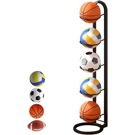 Стельовий органайзер для м'ячів: стійка для зберігання футбольного та баскетбольного м'яча, 5 ярусів, вертикальна, спортивне обладнання