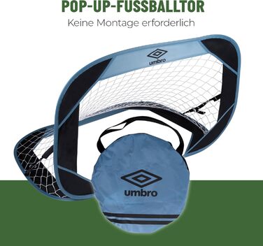 Футбольні ворота Umbro 110x78x78 см з сумкою, пластикові, для дітей і дорослих, для саду, дому та вулиці, чорні