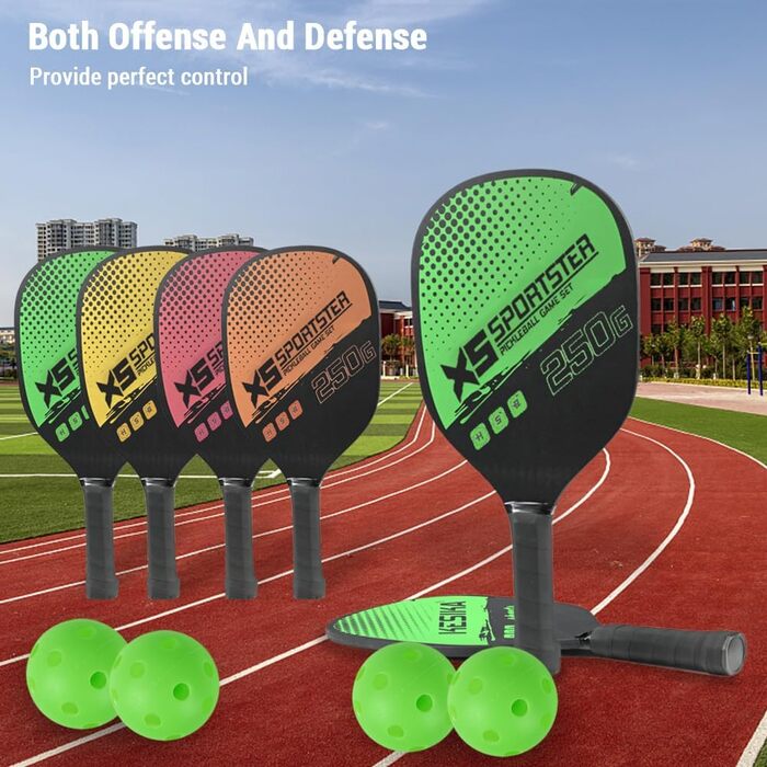 Набір для піклболу Lixada: 2 ракетки та 4 м'ячі (зелений)