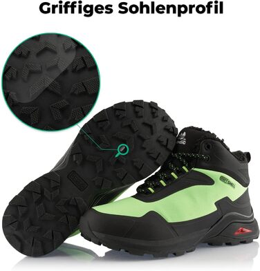 Черевики для піших прогулянок для жінок та чоловіків, теплі, з підкладкою, трекінгові черевики 44 EU, чорно-зелені
