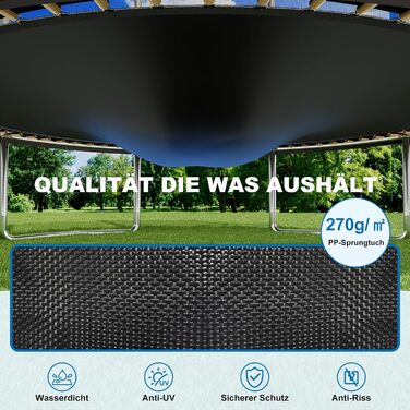 Трамплін Devoko Outdoor Ø 183-427 см, комплект з сіткою, драбиною та захистом, сертифікат GS, для дітей