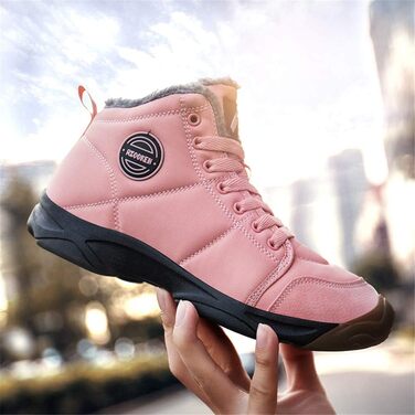 Зимові черевики Azooken для чоловіків та жінок. Теплі трекінгові черевики для ходьби снігом. Водонепроникні зимові черевики, розміри 36-48, колір рожевий