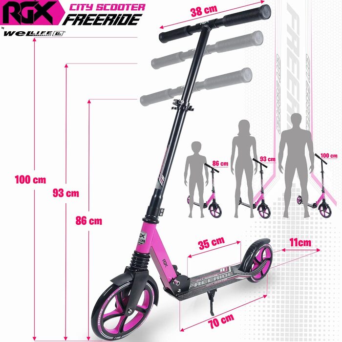 Самокат WeLLIFE Freeride RGX з великими колесами 200 мм, передньою підвіскою, складаний міський самокат для дорослих і дітей