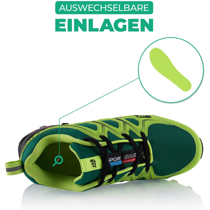 Трекінгові черевики для жінок та чоловіків, трекінгові та бігові черевики, дихаючі, 36 EU, зелені