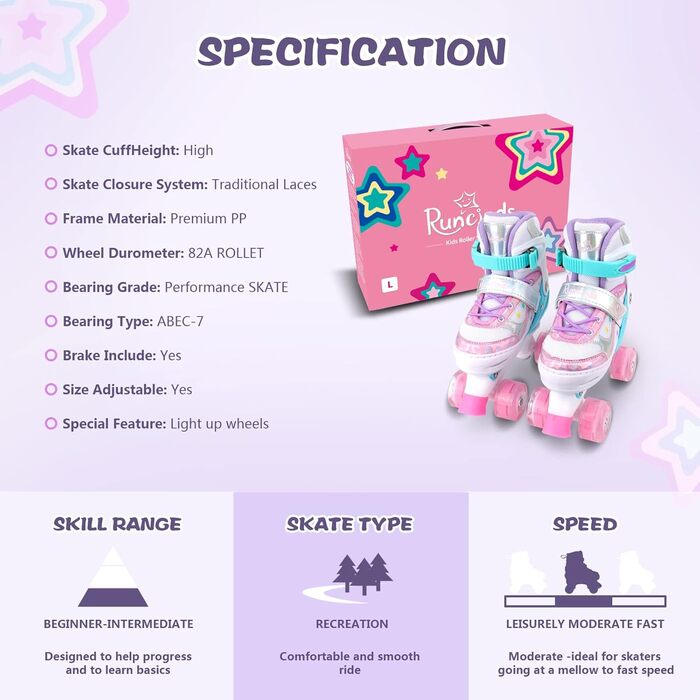 Дитячі ролики A-Rosa L (31-35 EU) з регульованим розміром для дівчаток та хлопчиків