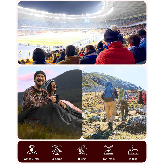 Сплячий мішок Sportneer Outdoor - ковдровий спальний мішок 3-4 сезони для дорослих, теплий, для кемпінгу, подорожей та активного відпочинку (200x85 см, Рожевий)